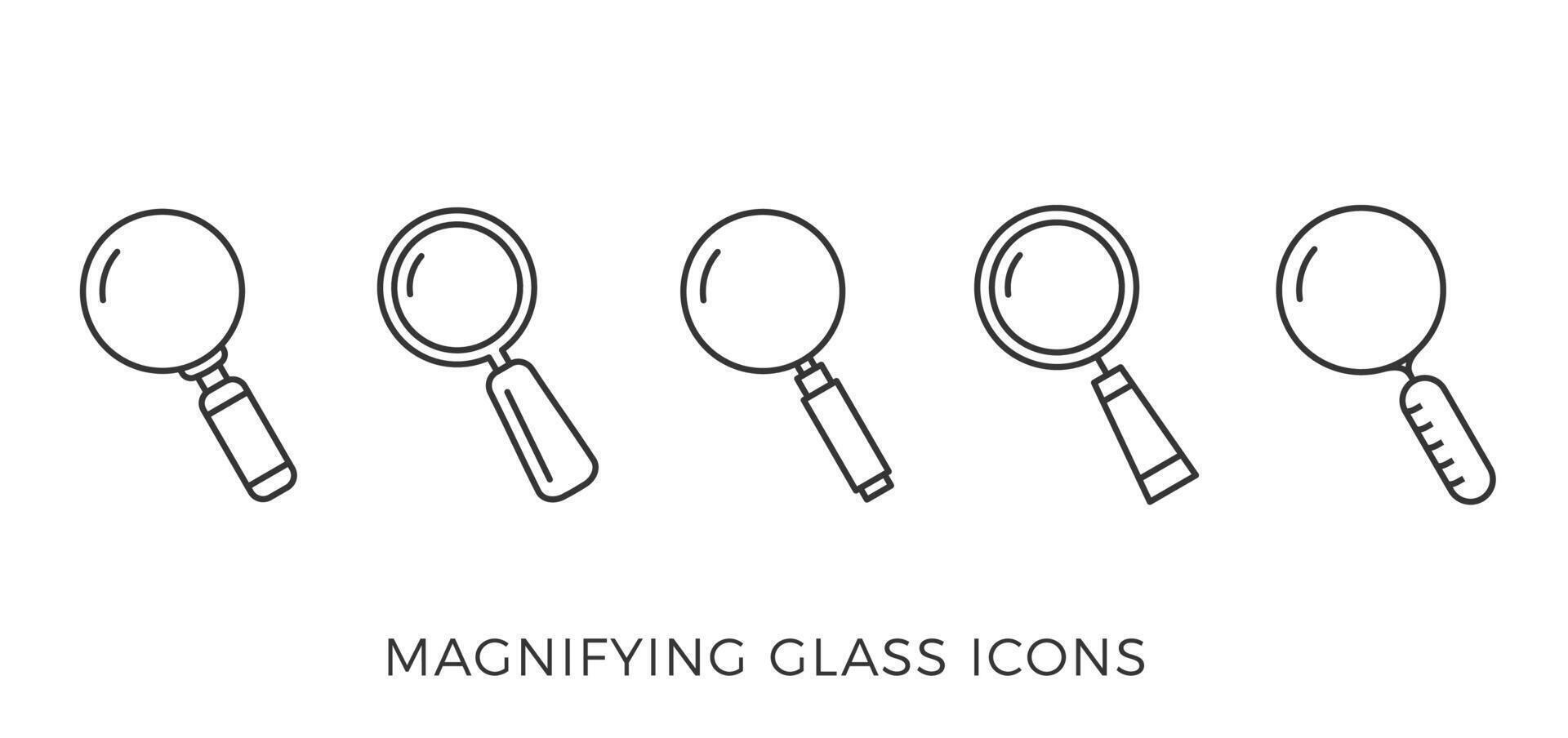Magnifying Glass Line Icons vector