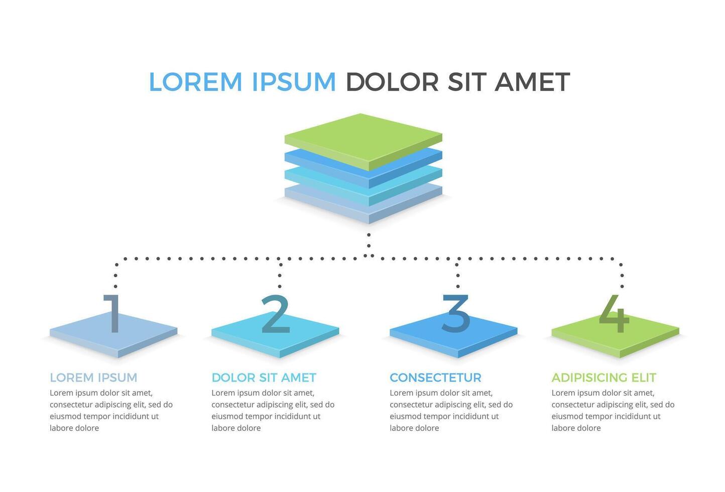 Flowchart with 4 Elements vector