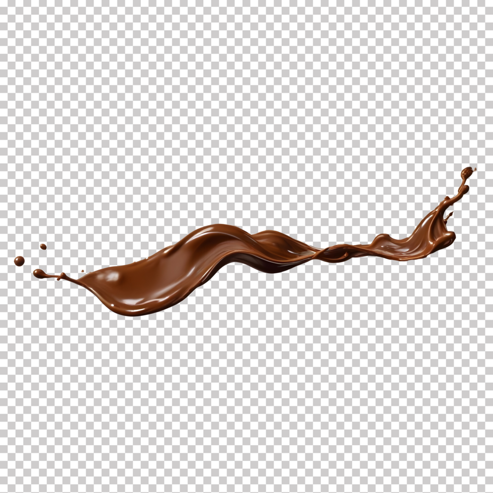 Splash of brown liquid with drops on transparent background psd