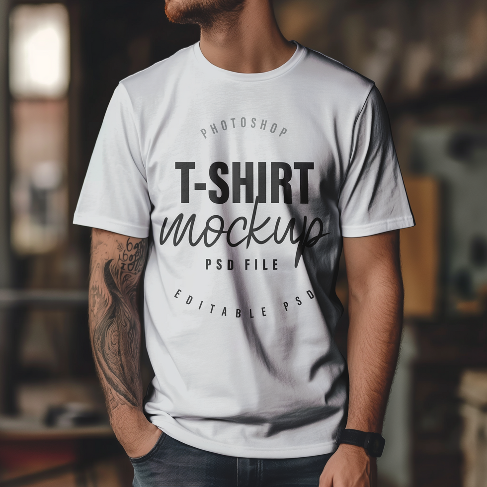 Tshirt mockup for men realistic photography psd