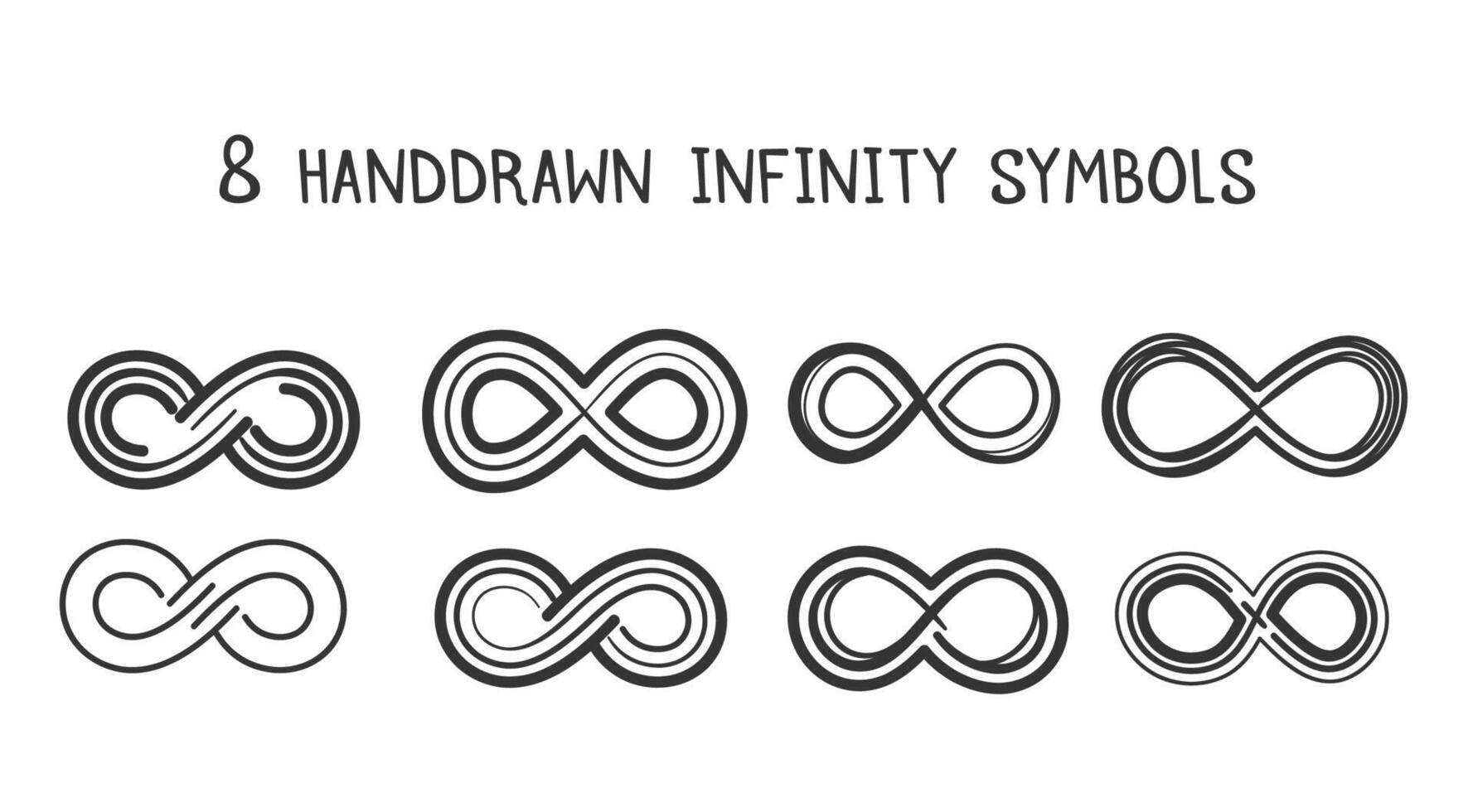 8 Hand drawn infinity symbols vector