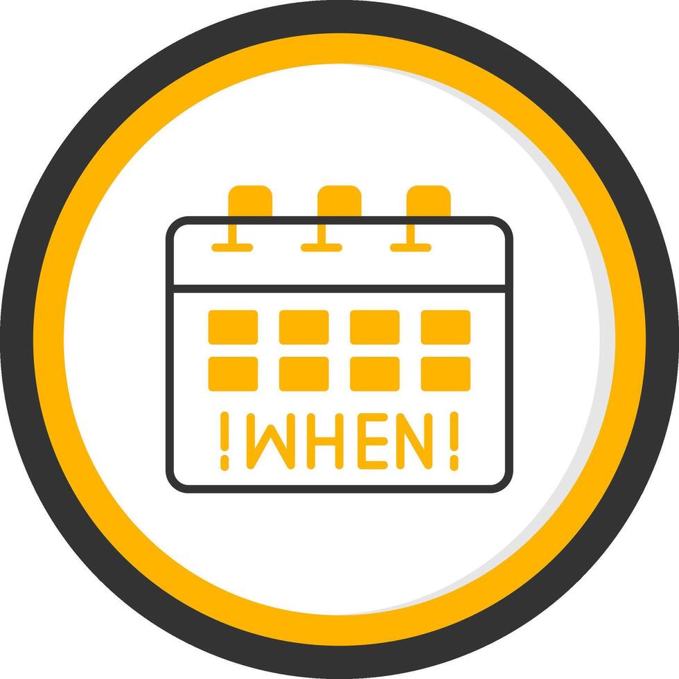 When Glyph Two Color Circle Icon vector