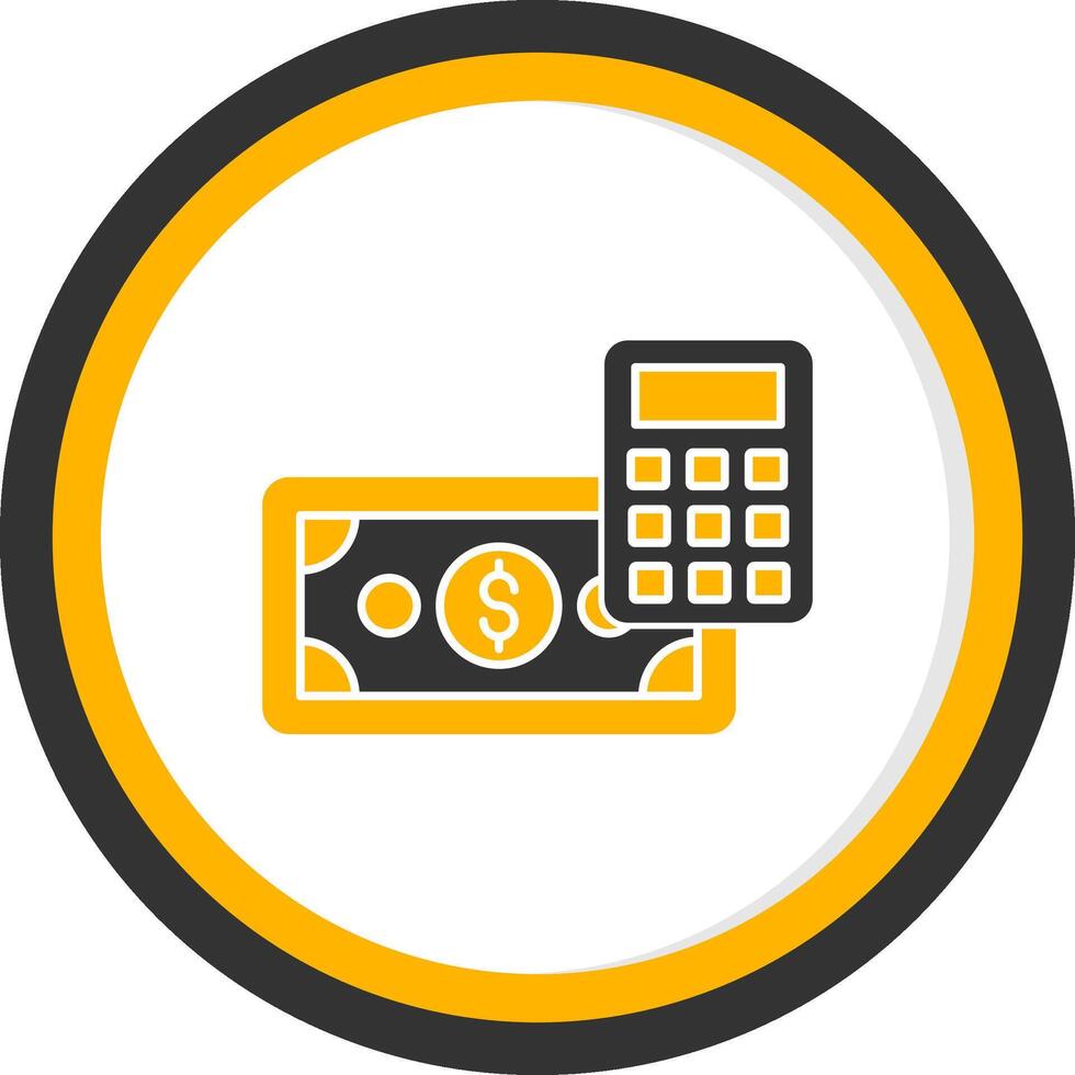 Money Calculation Glyph Two Color Circle Icon vector