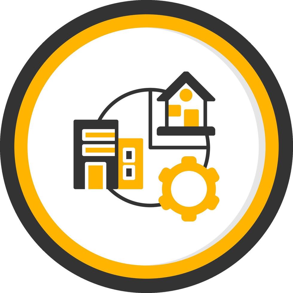 Hybrid Work Glyph Two Color Circle Icon vector