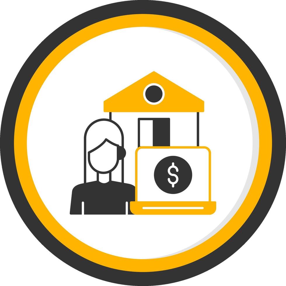 Work From Home Glyph Two Color Circle Icon vector