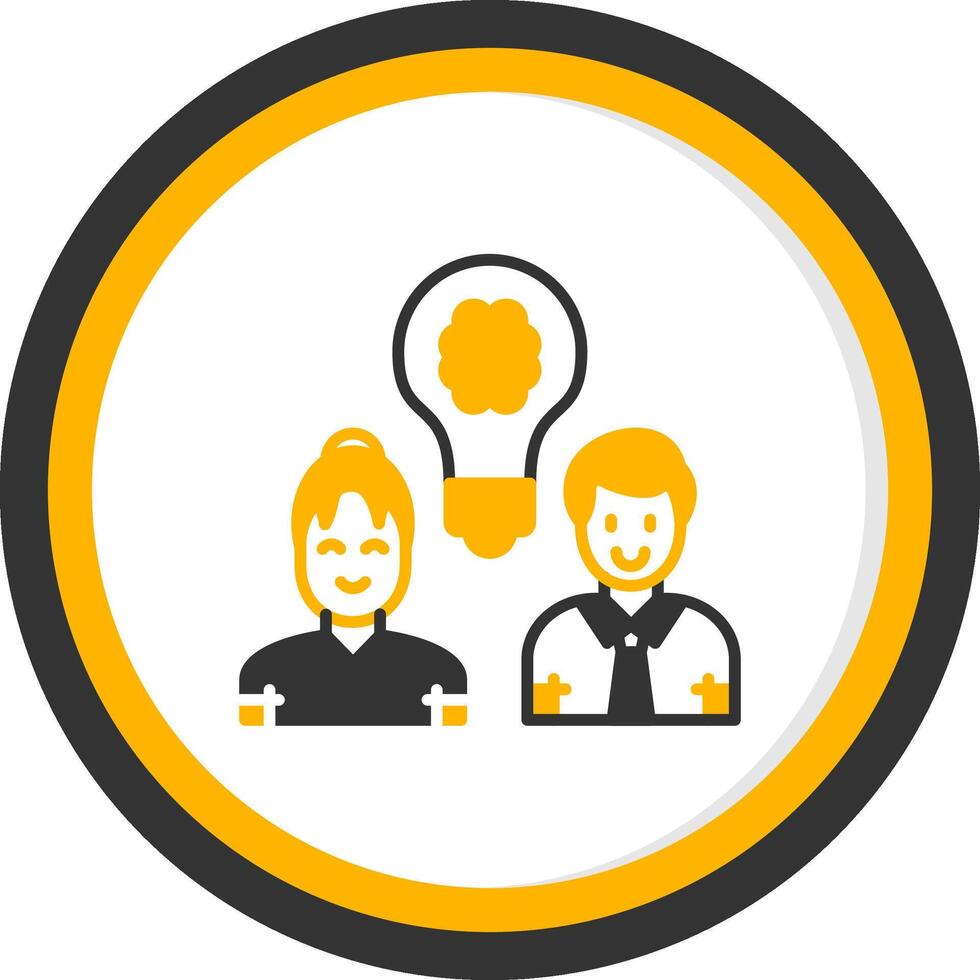 Team Idea Glyph Two Color Circle Icon vector