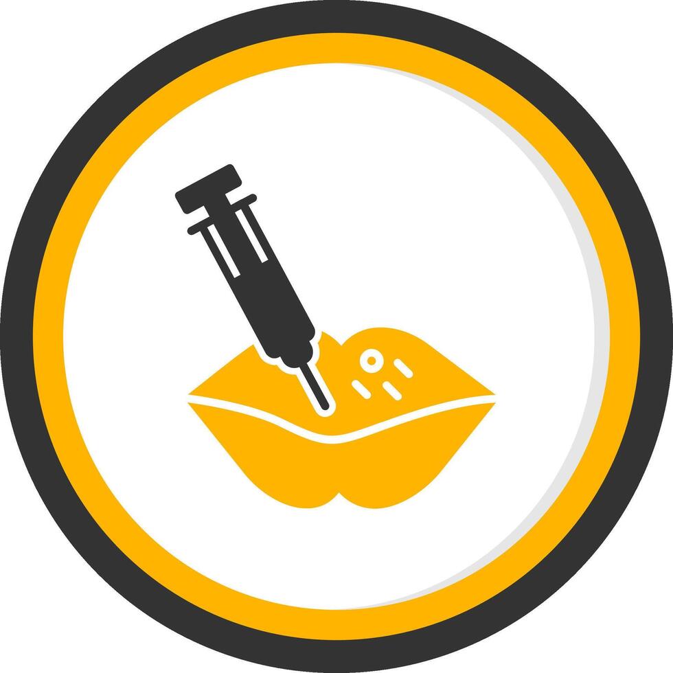 Lip Filler Glyph Two Color Circle Icon vector