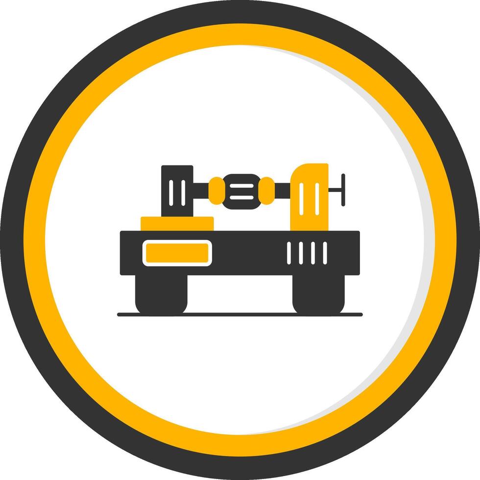 Lathe Glyph Two Color Circle Icon vector