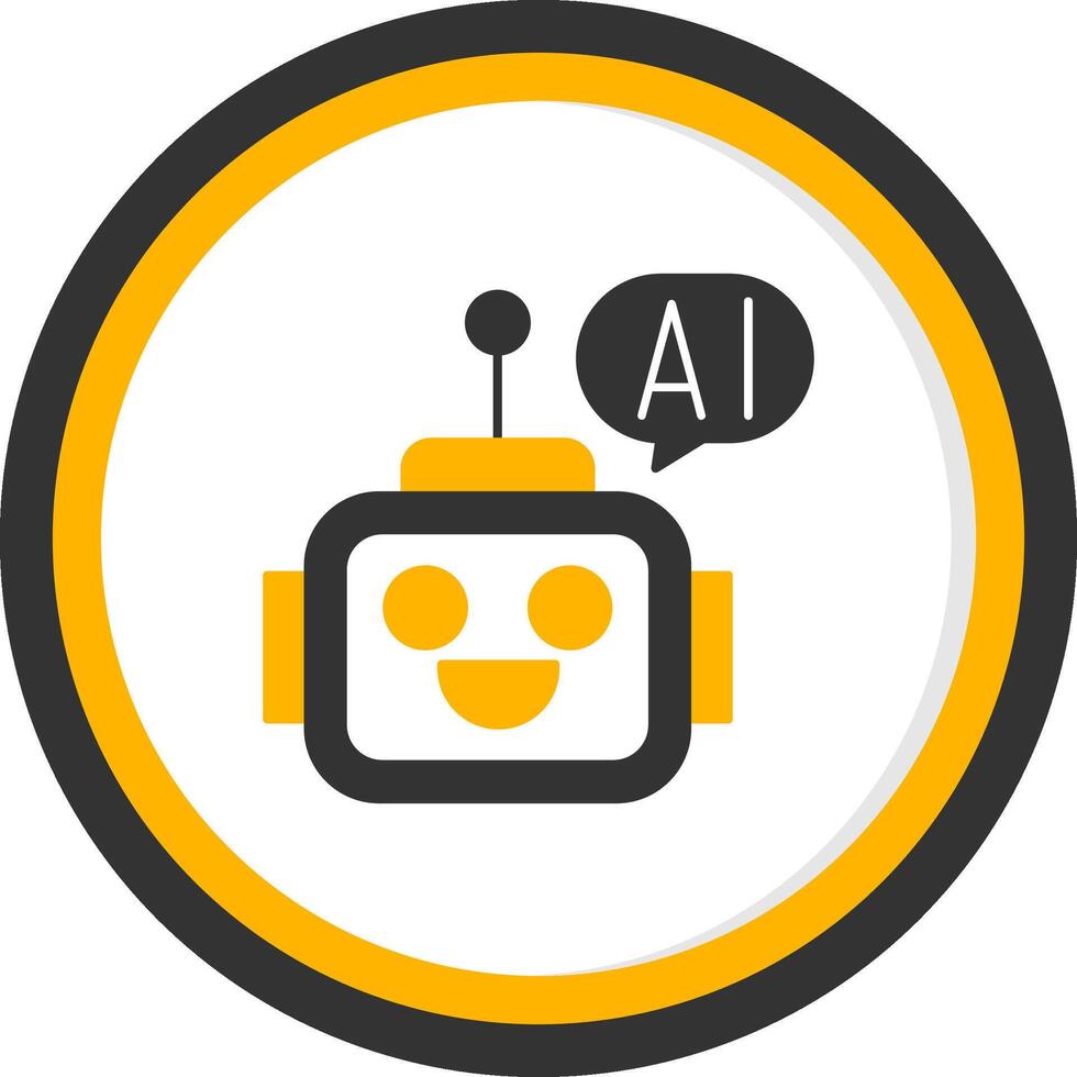 Ai Assistant Glyph Two Color Circle Icon vector