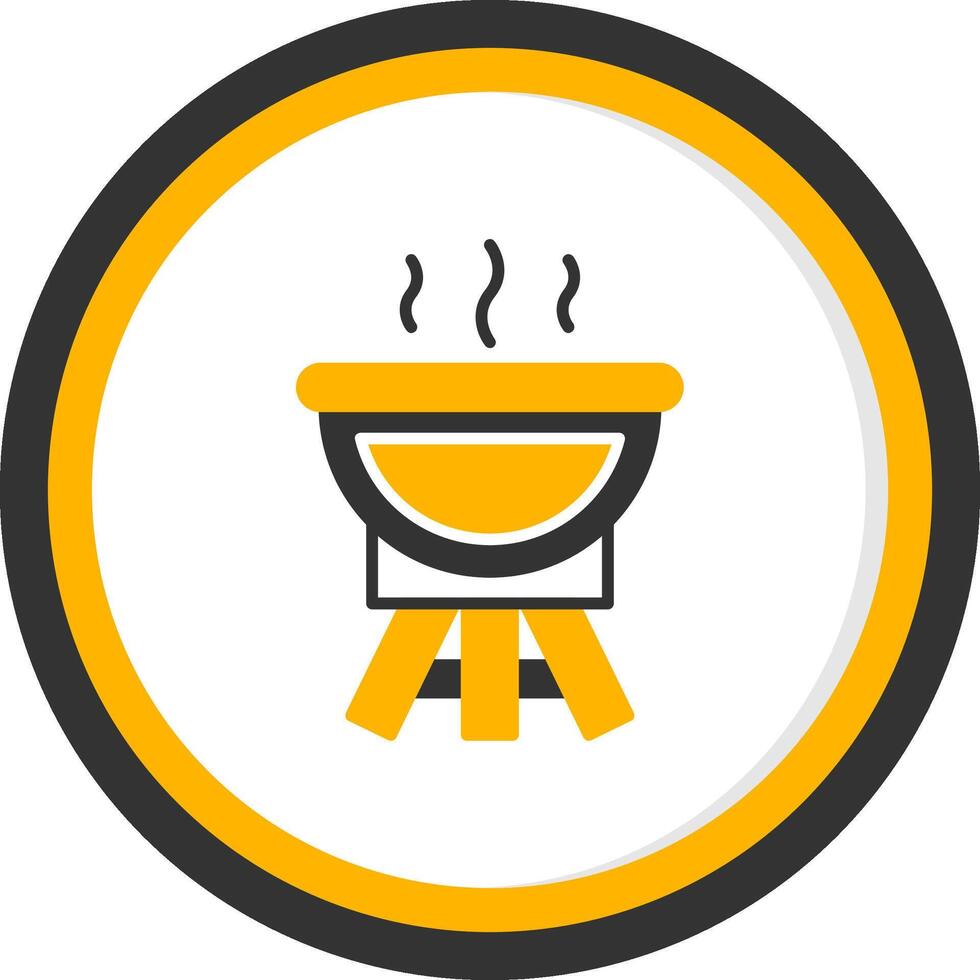 BBQ Grill Glyph Two Color Circle Icon vector