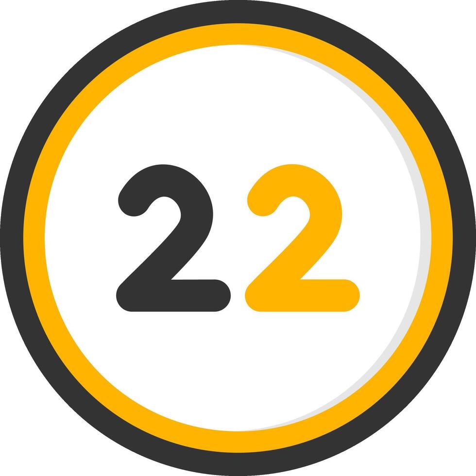 Twenty two Glyph Two Color Circle Icon vector
