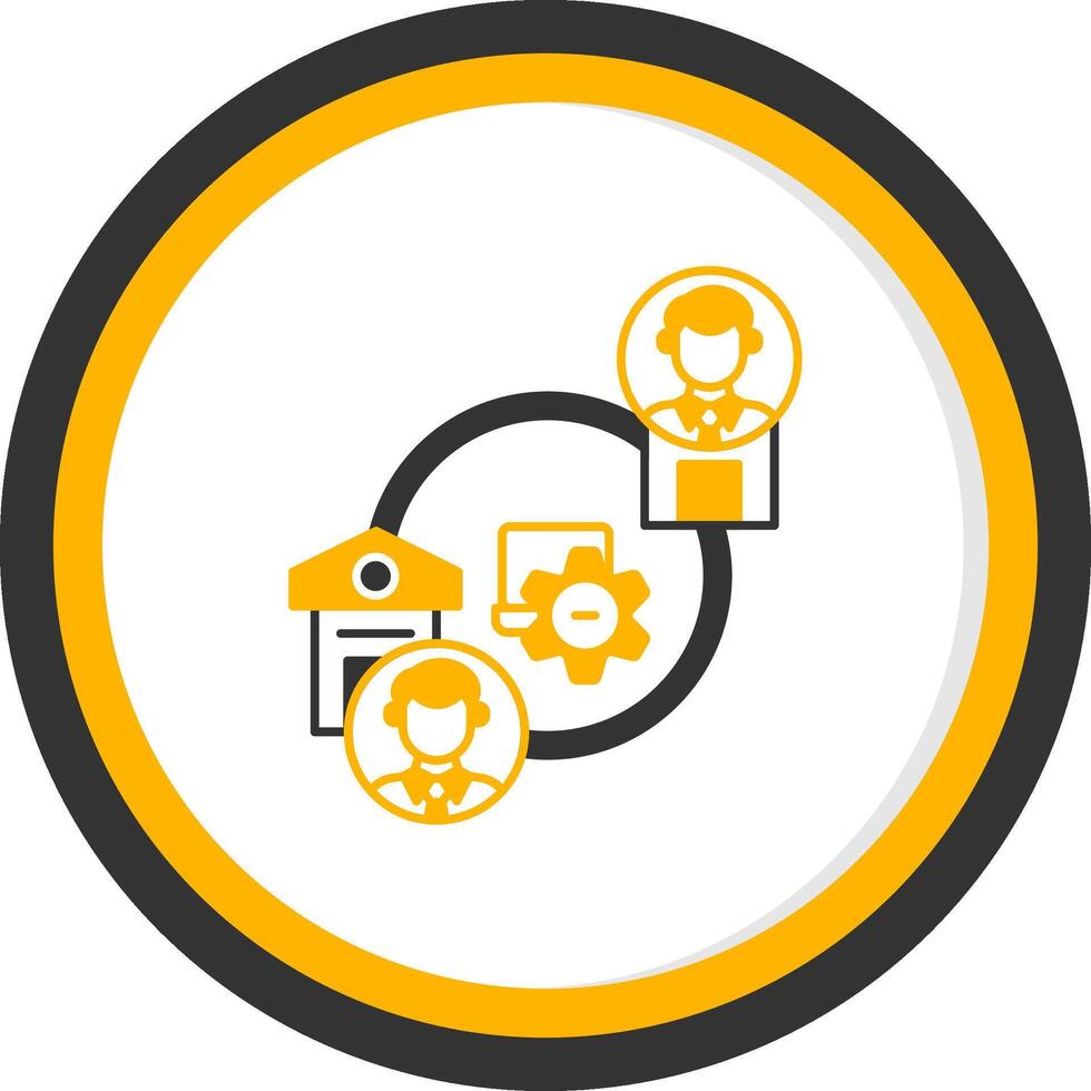 Hybrid Work Glyph Two Color Circle Icon vector