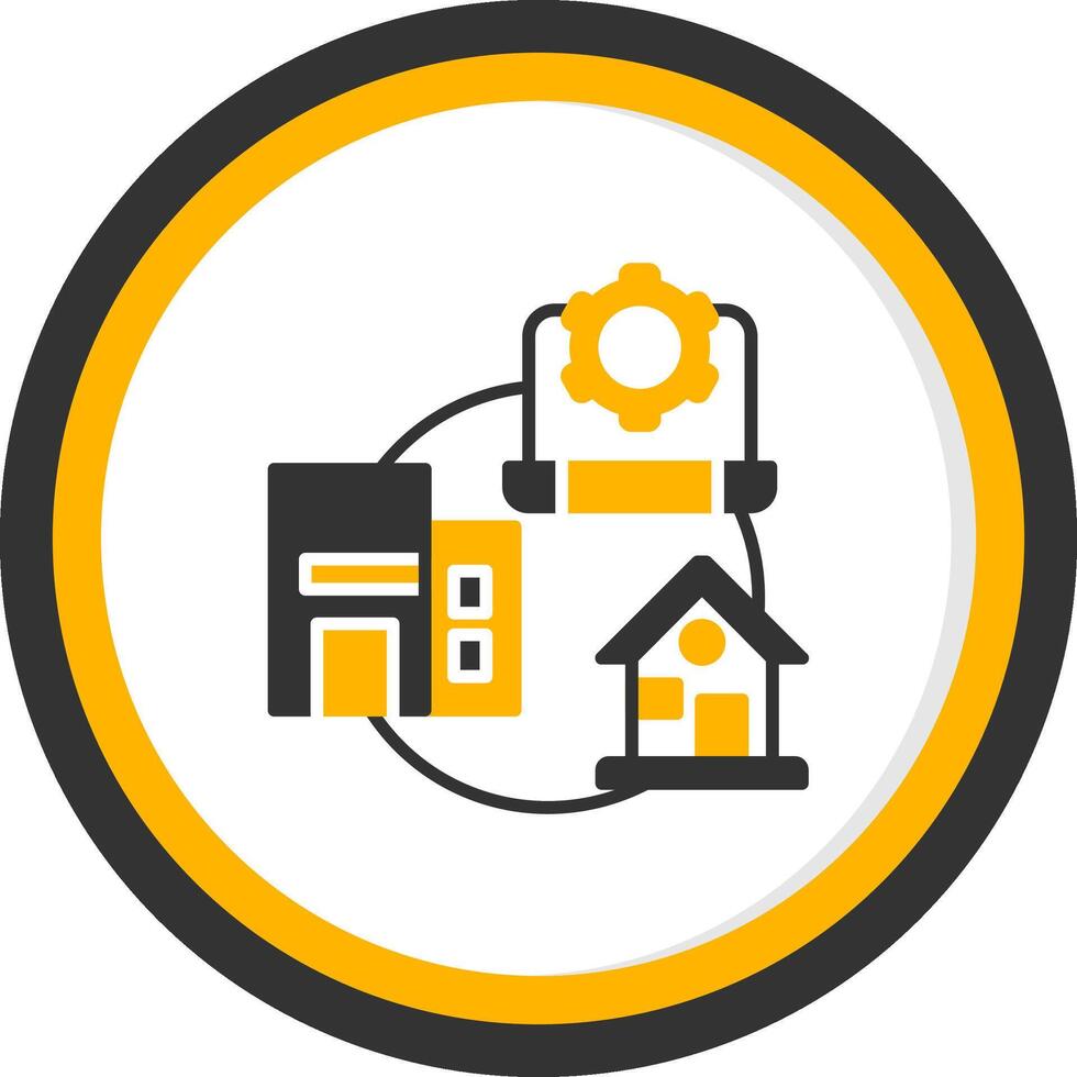 Hybrid Work Glyph Two Color Circle Icon vector