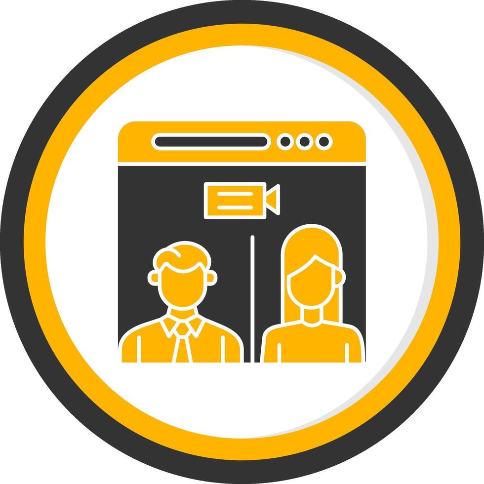 Web Conference Glyph Two Color Circle Icon vector