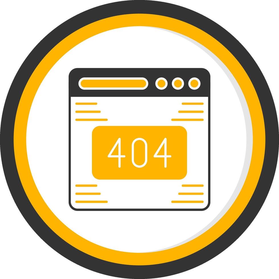 404 Error Glyph Two Color Circle Icon vector
