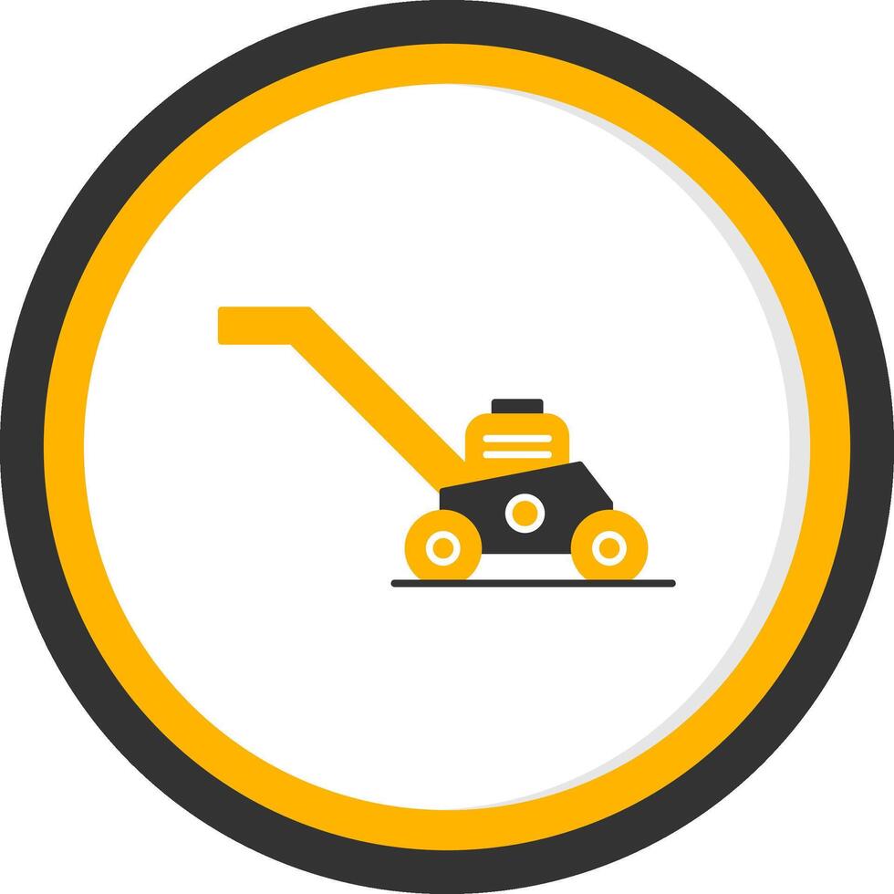 Lawn Mower Glyph Two Color Circle Icon vector