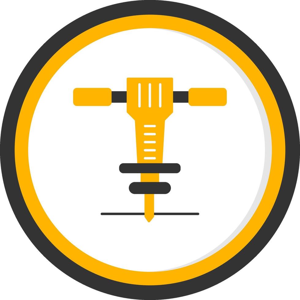 Jackhammer Glyph Two Color Circle Icon vector