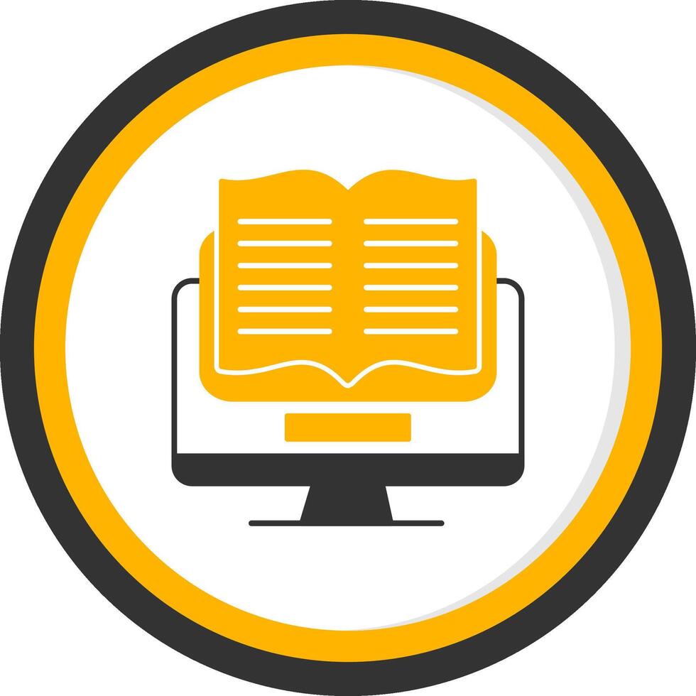 E Learning Glyph Two Color Circle Icon vector
