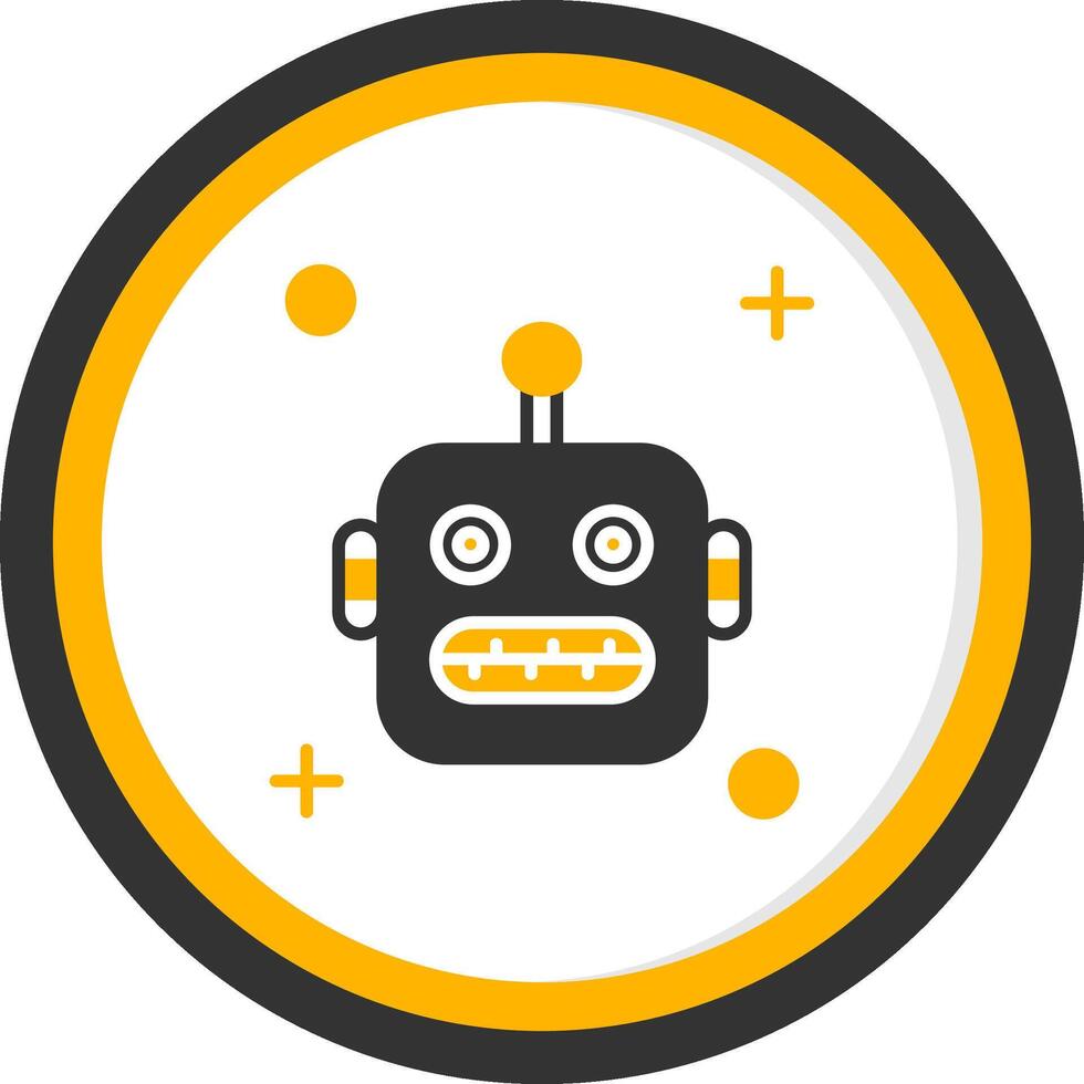 Robot Glyph Two Color Circle Icon vector