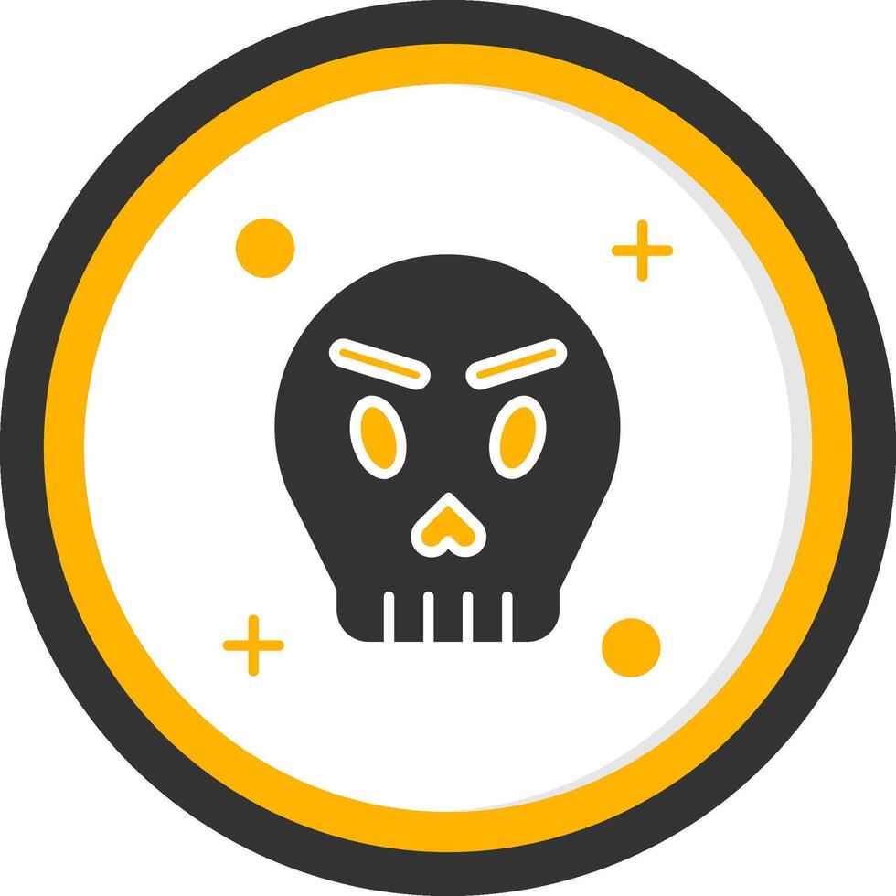Skull Glyph Two Color Circle Icon vector