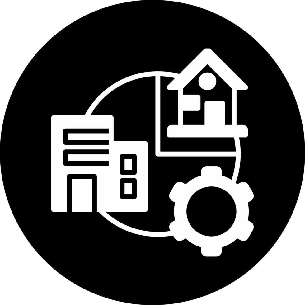 Hybrid Work Circle Inverted Icon vector
