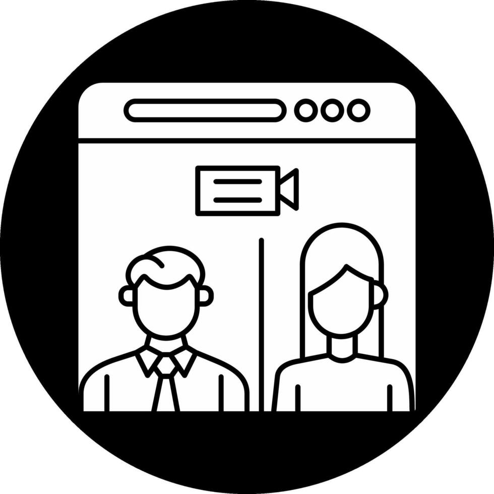 Web Conference Circle Inverted Icon vector