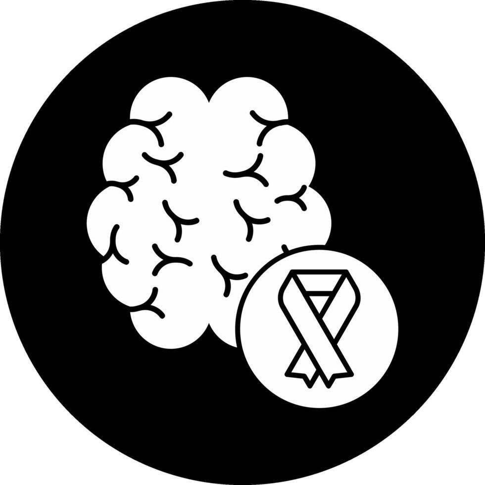Brain Grey Ribbon Circle Inverted Icon vector