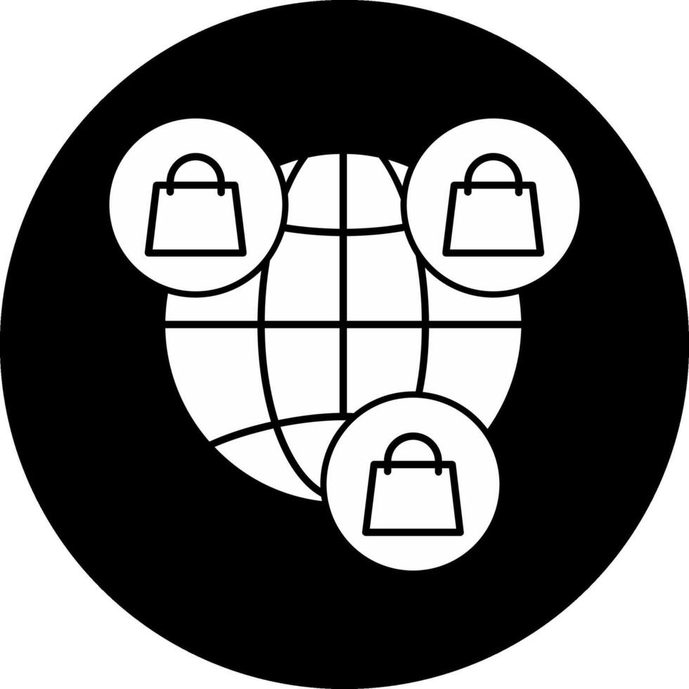 Worldwide Shopping Circle Inverted Icon vector