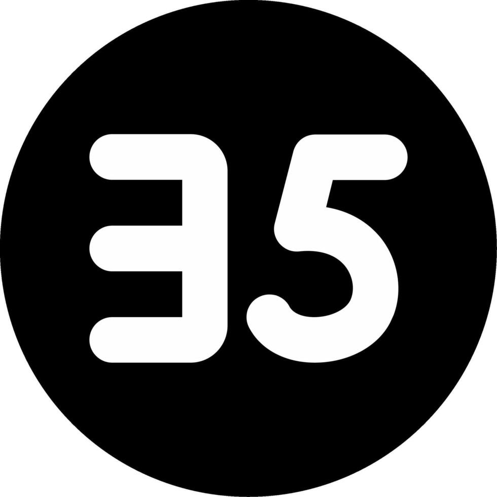 Thirty five Circle Inverted Icon vector