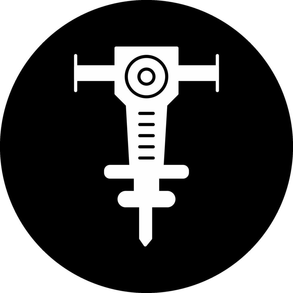 Jackhammer Circle Inverted Icon vector