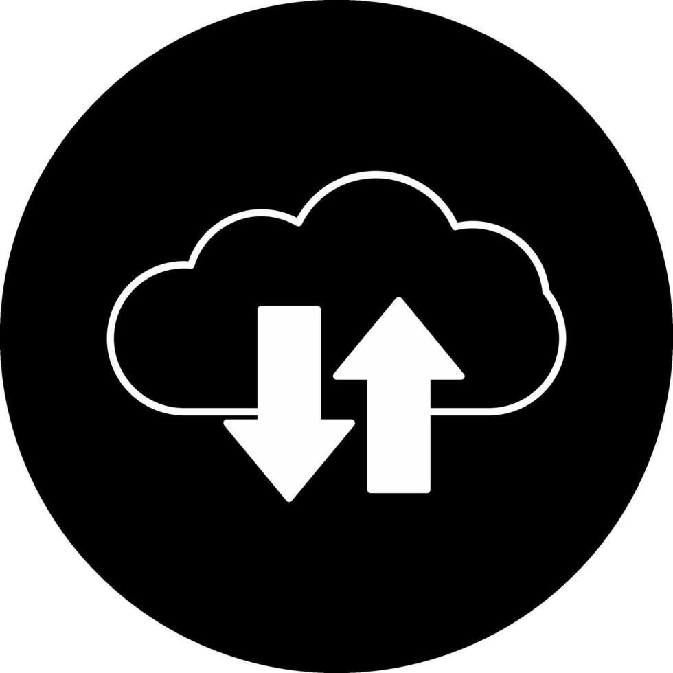 Cloud Upload And Download Circle Inverted Icon vector