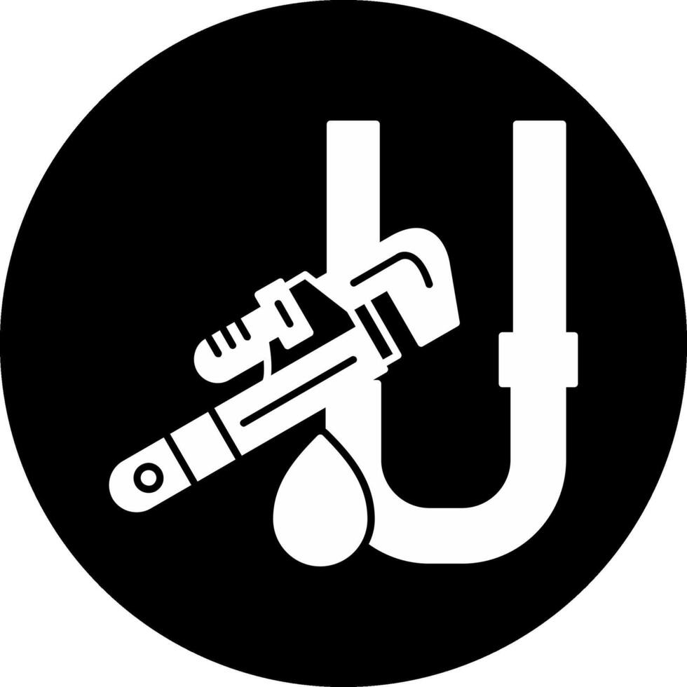 Pipe Repair Circle Inverted Icon vector