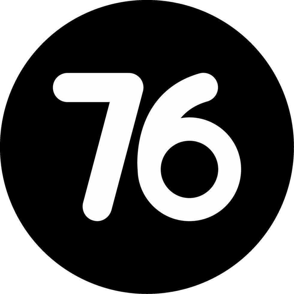 Seventy six Circle Inverted Icon vector