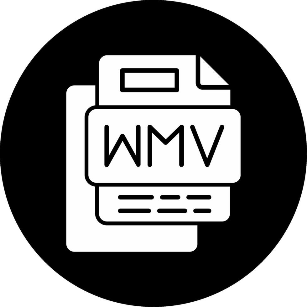Wmv File Circle Inverted Icon vector