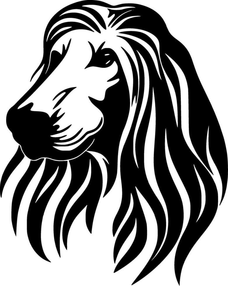 Afghan Hound, Black and White illustration vector