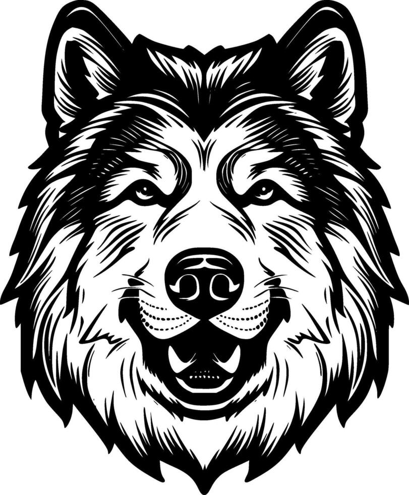 Alaskan Malamute, Black and White illustration vector