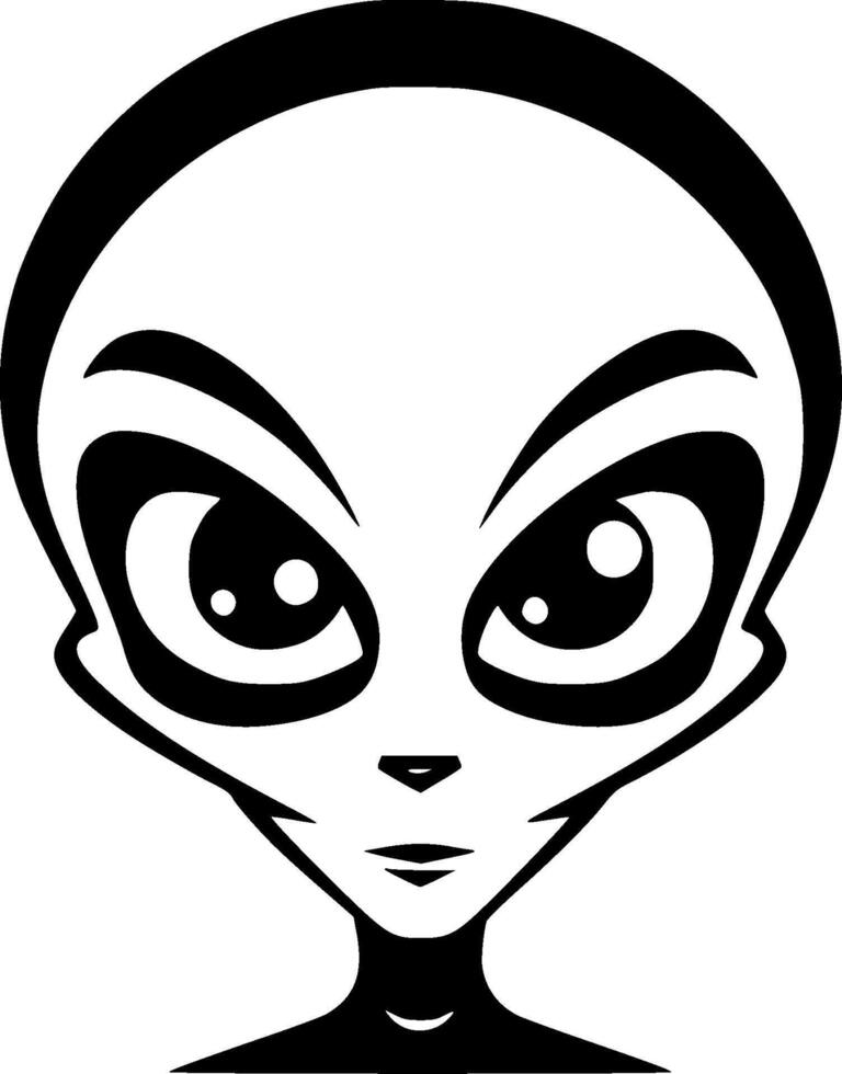 Alien, Black and White illustration vector