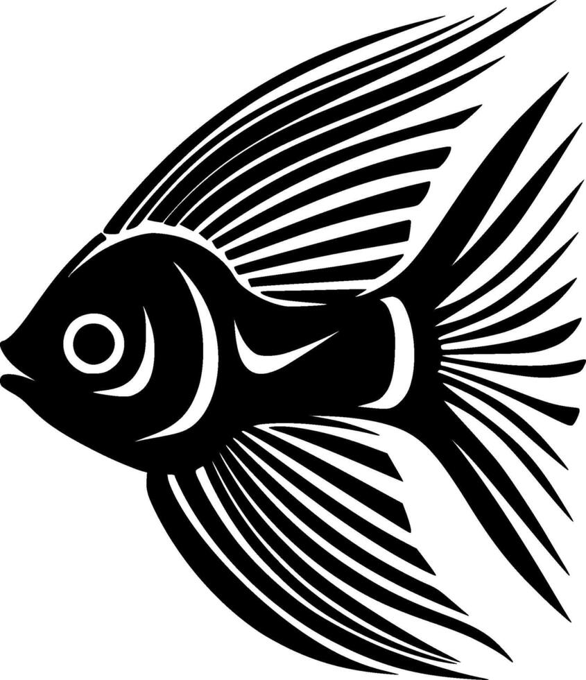 Angelfish, Black and White illustration vector