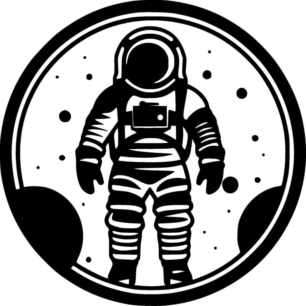 Astronaut - Black and White Isolated Icon - illustration vector