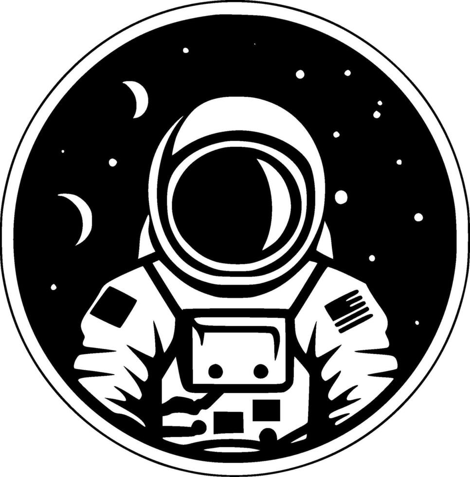 Astronaut - Black and White Isolated Icon - illustration vector