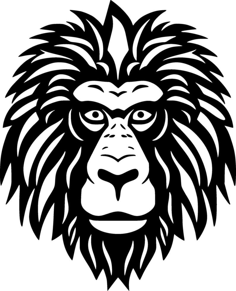 Baboon, Black and White illustration vector