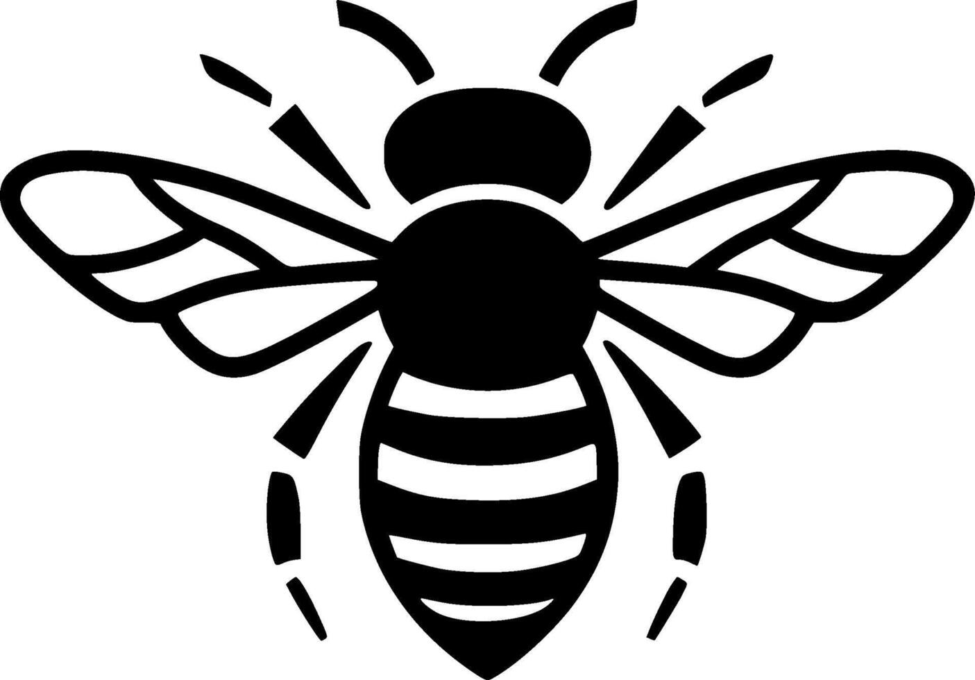 Bee, Black and White illustration vector