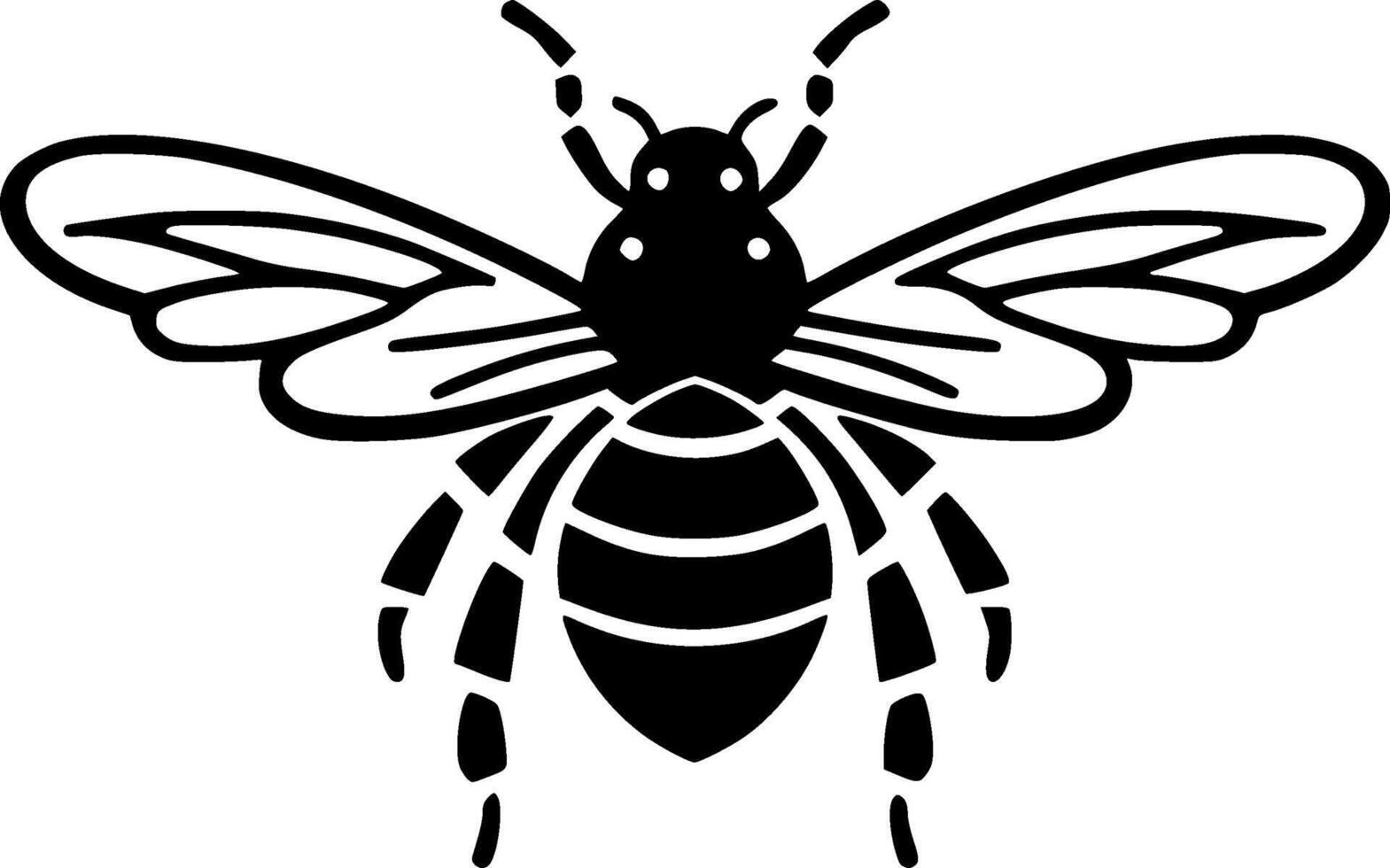 Bee, Black and White illustration vector