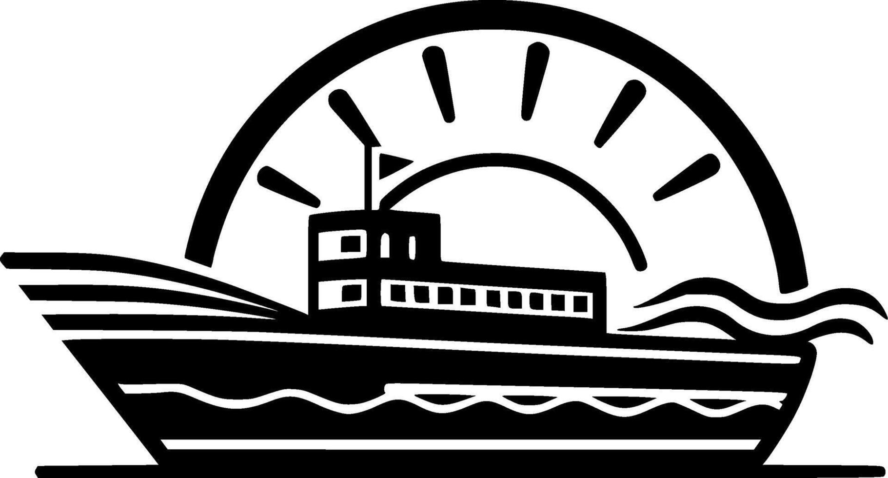Boat - Black and White Isolated Icon - illustration vector