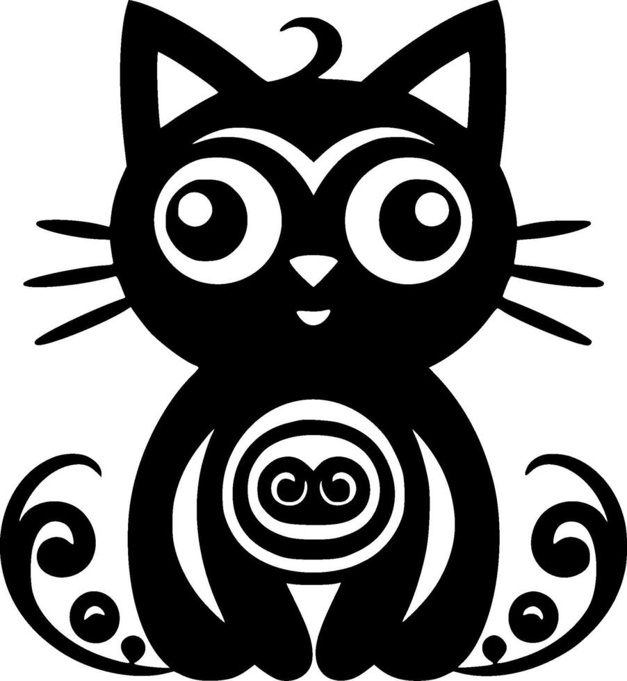 Cat - Black and White Isolated Icon - illustration vector