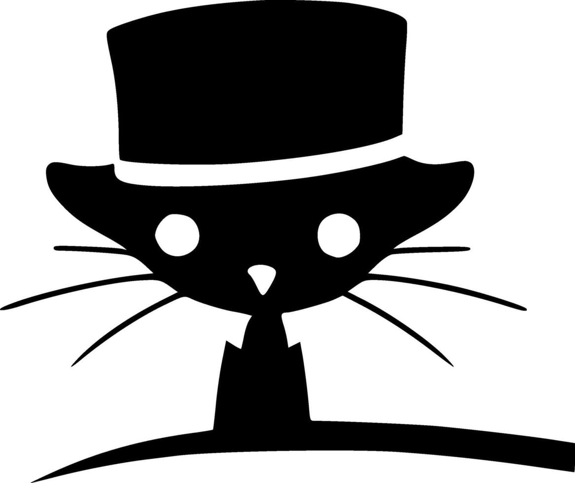 Cat in the Hat - Minimalist and Flat Logo - illustration vector