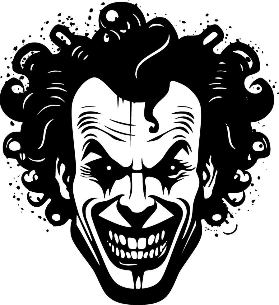 Clown, Black and White illustration vector