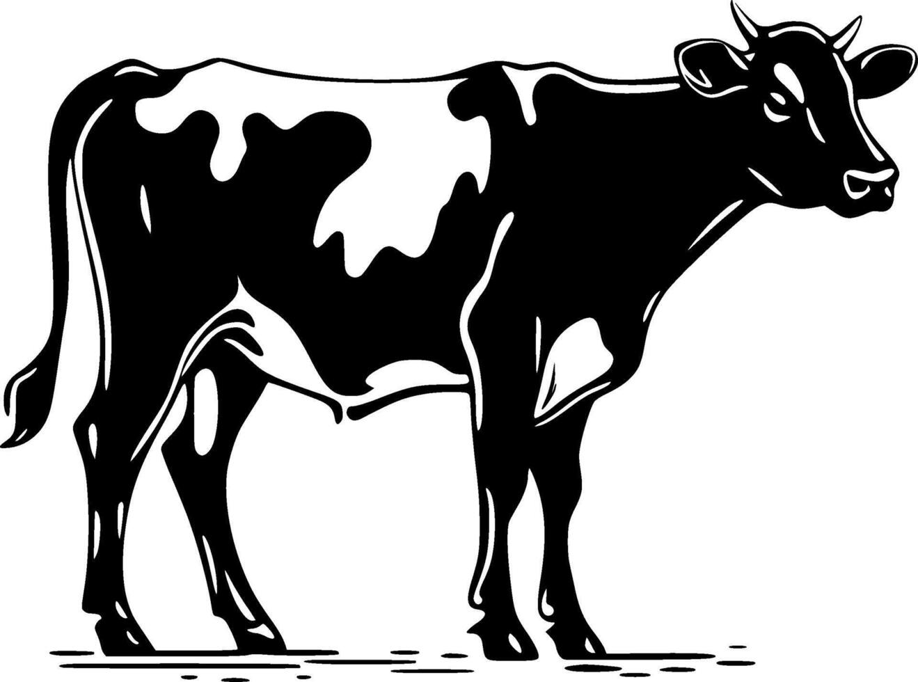 Cow, Black and White illustration vector