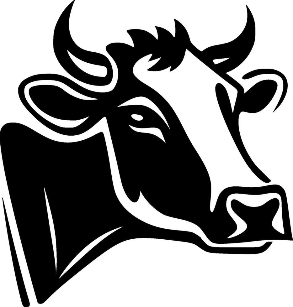 Cow - Black and White Isolated Icon - illustration vector