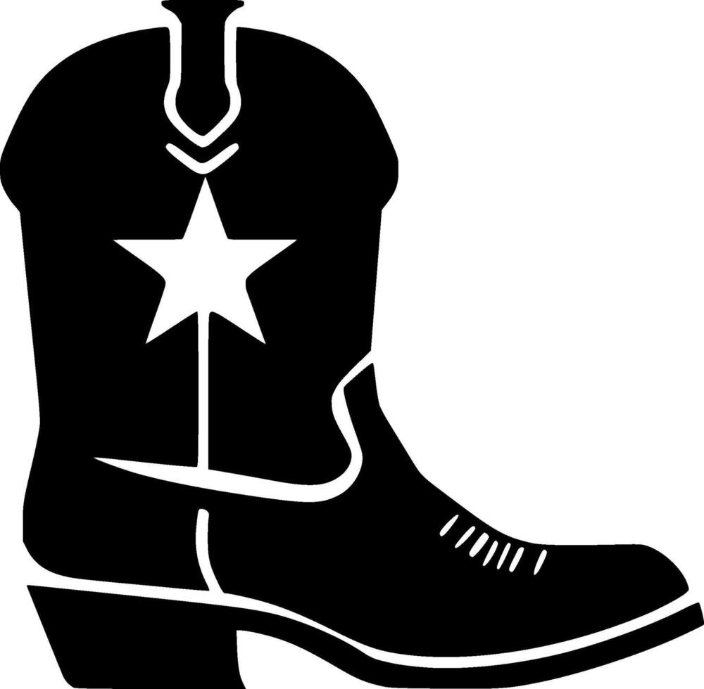 Cowboy Boot, Black and White illustration vector